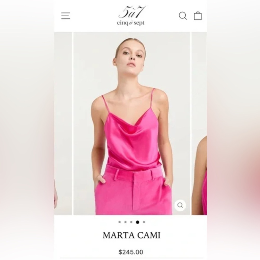 Cinq a Sept elegant satin Magenta Top